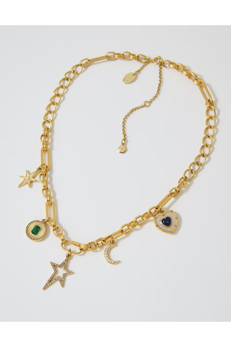 Aerie Chuncky Chain Charm Necklace Women's Gold One Size | American Eagle Outfitters (US & CA)