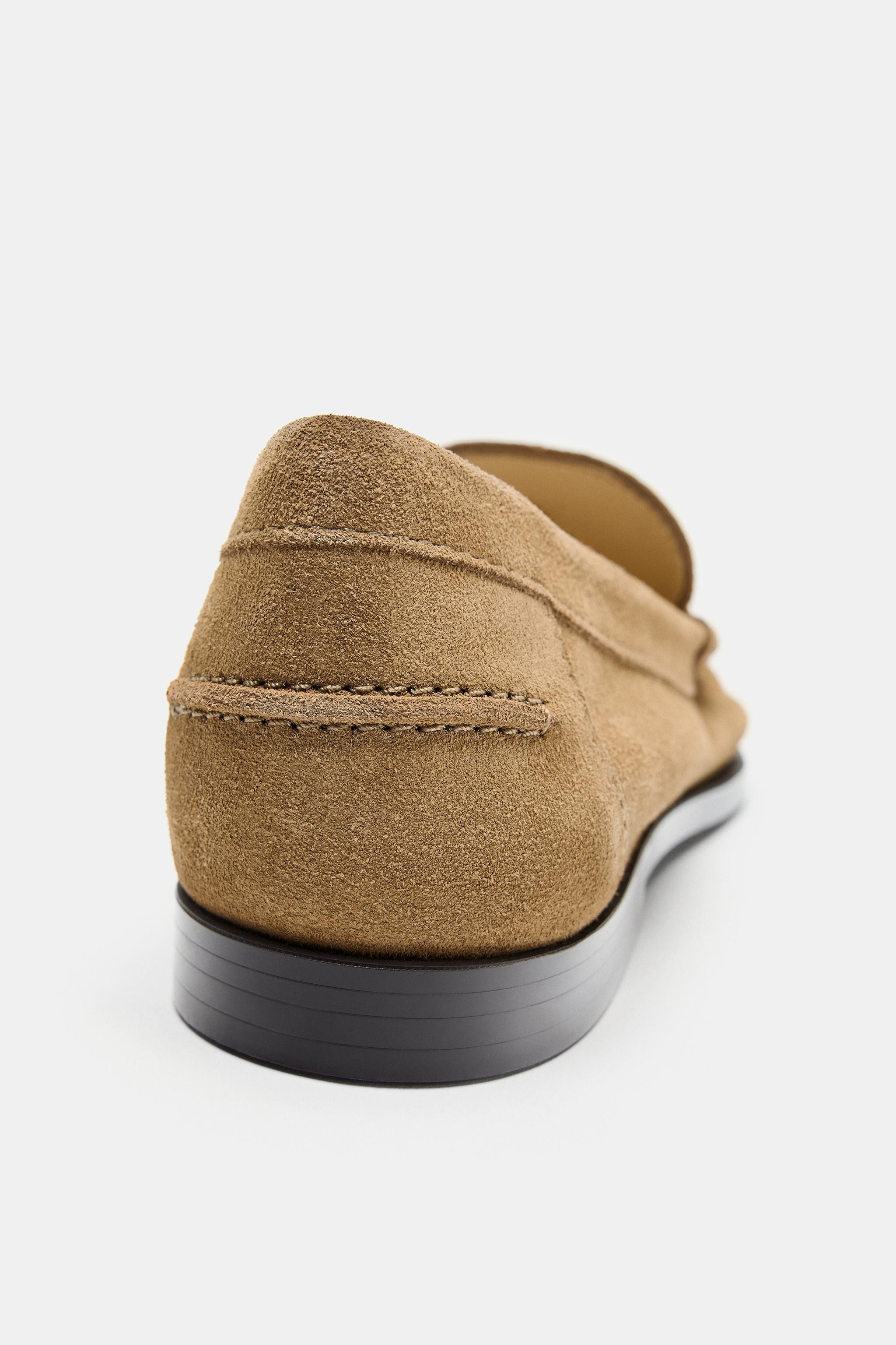 SPLIT SUEDE GATHERED LOAFERS | Zara UK