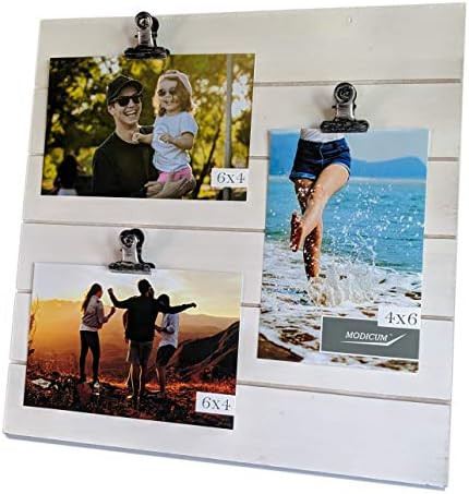 Modicum | Shiplap Photo Display Board - Picture Frame with Clips for 3 Photos (Three 4x6, or Two ... | Amazon (US)