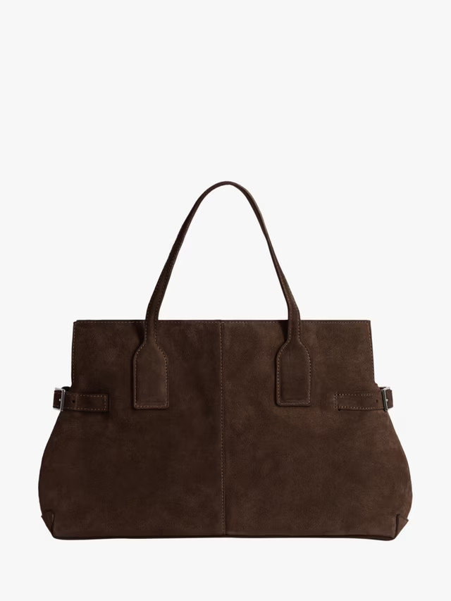 Flattered Lisa Suede Bowler Bag, Chocolate | John Lewis (UK)