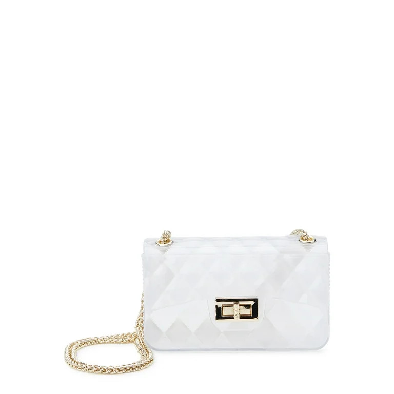 No Boundaries Women's Quilted Jelly Crossbody Bag, Clear | Walmart (US)