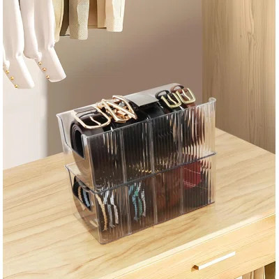 Acrylic Belt Organizer - 2 Pack With Adjustable 4 Compartments & Stackable Design, Clear Storage For Closet And Drawer Organization | Wayfair North America