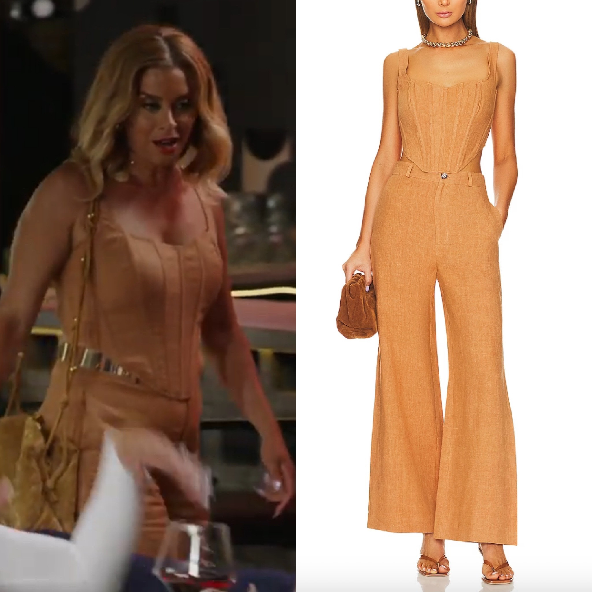 Robyn Dixon’s Tan Corset Top and Pants