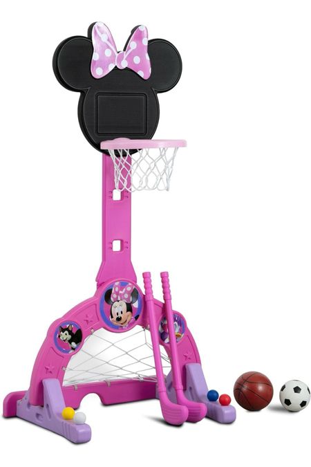 Disney Minnie Mouse 4-in-1 Sports Center – Adjustable Easy Score Basketball Hoop, Soccer/Hockey Net and Golf Game, 4 Golf/Hockey Balls, Pink. 

Under $40 and comes in Spider man too! 

#LTKfamily #LTKkids #LTKHoliday