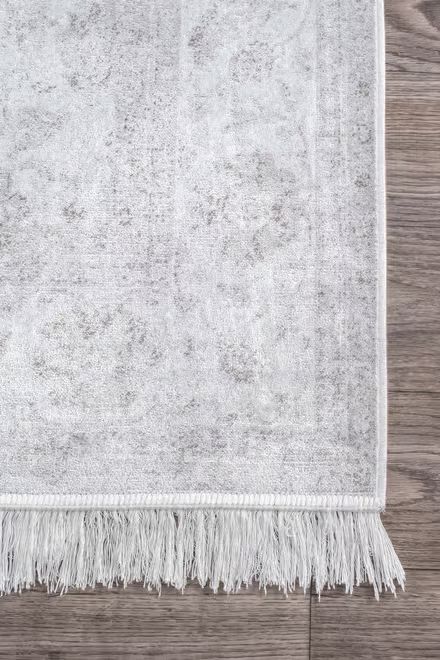 Silver Fading Floral Fringe Nightscape Area Rug | Rugs USA