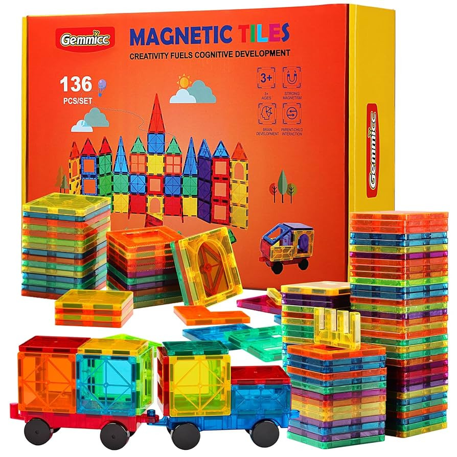Gemmicc Magnetic Tiles, Deluxe 136 PCS Building Blocks Magnet Toys for Kids,3D Magnet Puzzles Sta... | Amazon (US)