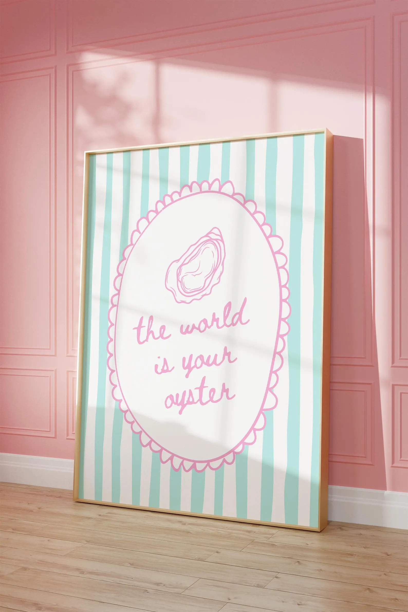 The World Is Your Oyster Print: Preppy Pink Turquoise Coastal Wall Art ( Digital Download) | Etsy (Global)
