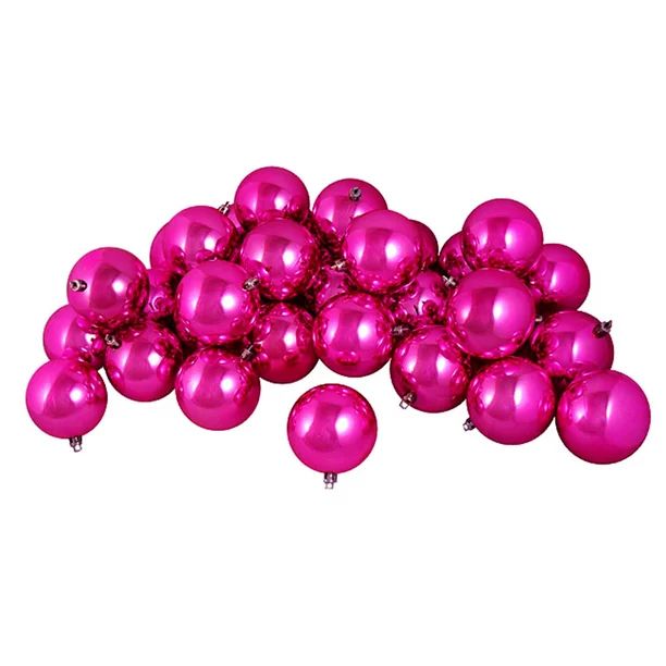 12ct Shiny Pink Magenta Shatterproof Christmas Ball Ornaments 4" (100mm) | Walmart (US)