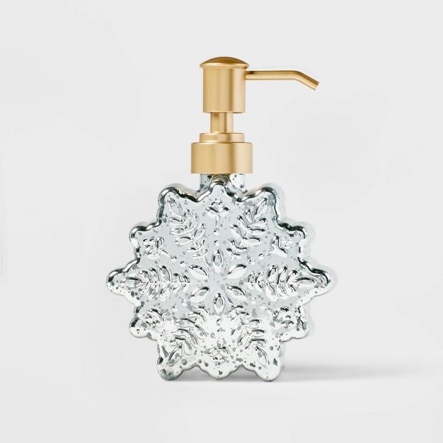 Mercury Glass Snowflake Christmas Soap Pump - Threshold&#8482; | Target