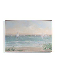 24x36 Hand Painted Beach With Sailboats Wall Art | Marshalls