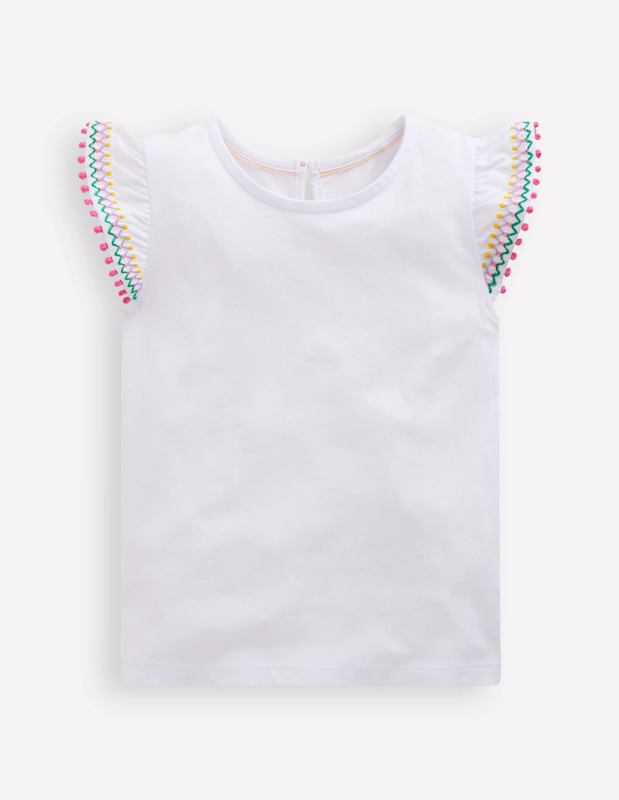 Flutter Sleeve Trim Top-White | Boden (US)