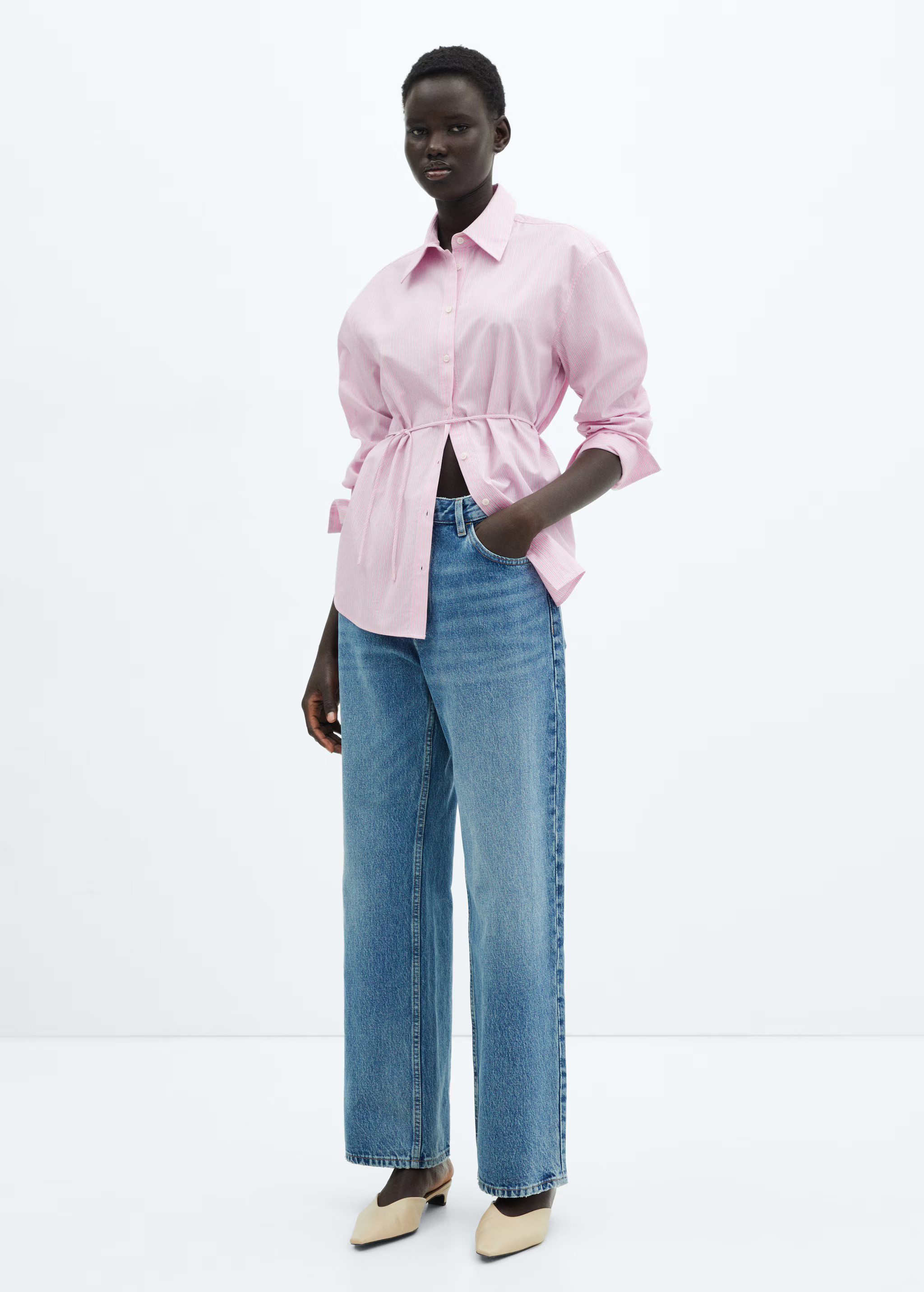 Striped bow blouse - Woman | MANGO United Kingdom | MANGO (UK)