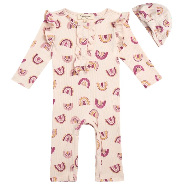 Jessica Simpson Baby Girls' Romper - One Piece Romper Jumpsuit with Hat or Headband (0-12M) | Walmart (US)