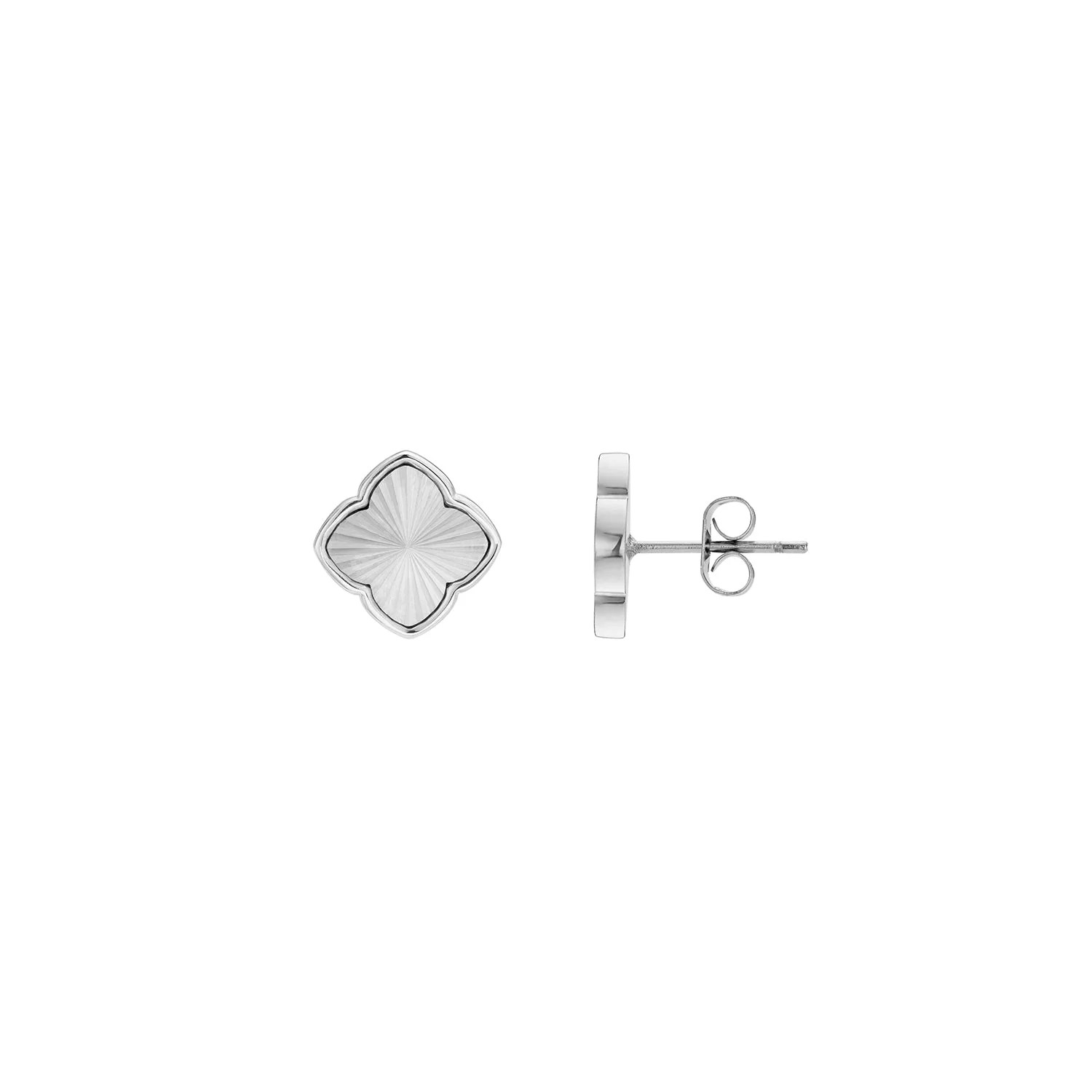Textured Clover Stud Earrings (Silver) | Abbott Lyon