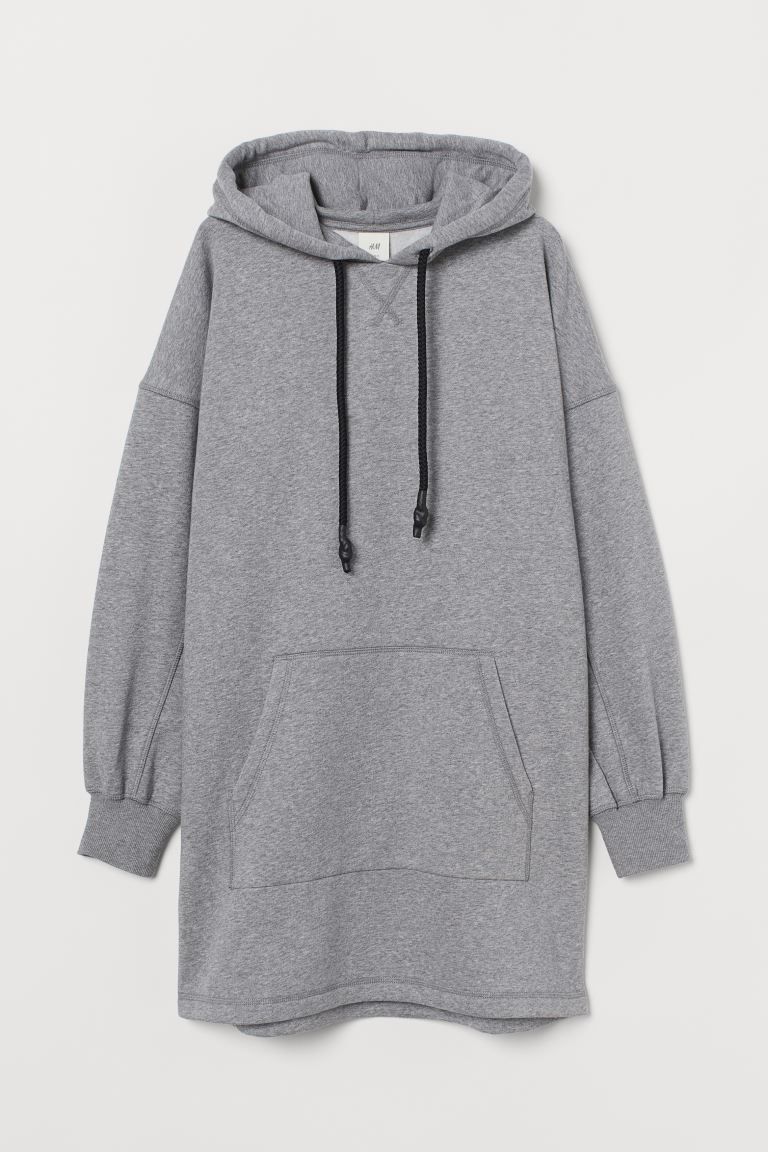 Short sweatshirt dress in soft, cotton-blend fabric. Jersey-lined hood with drawstring. Large kan... | H&M (US)