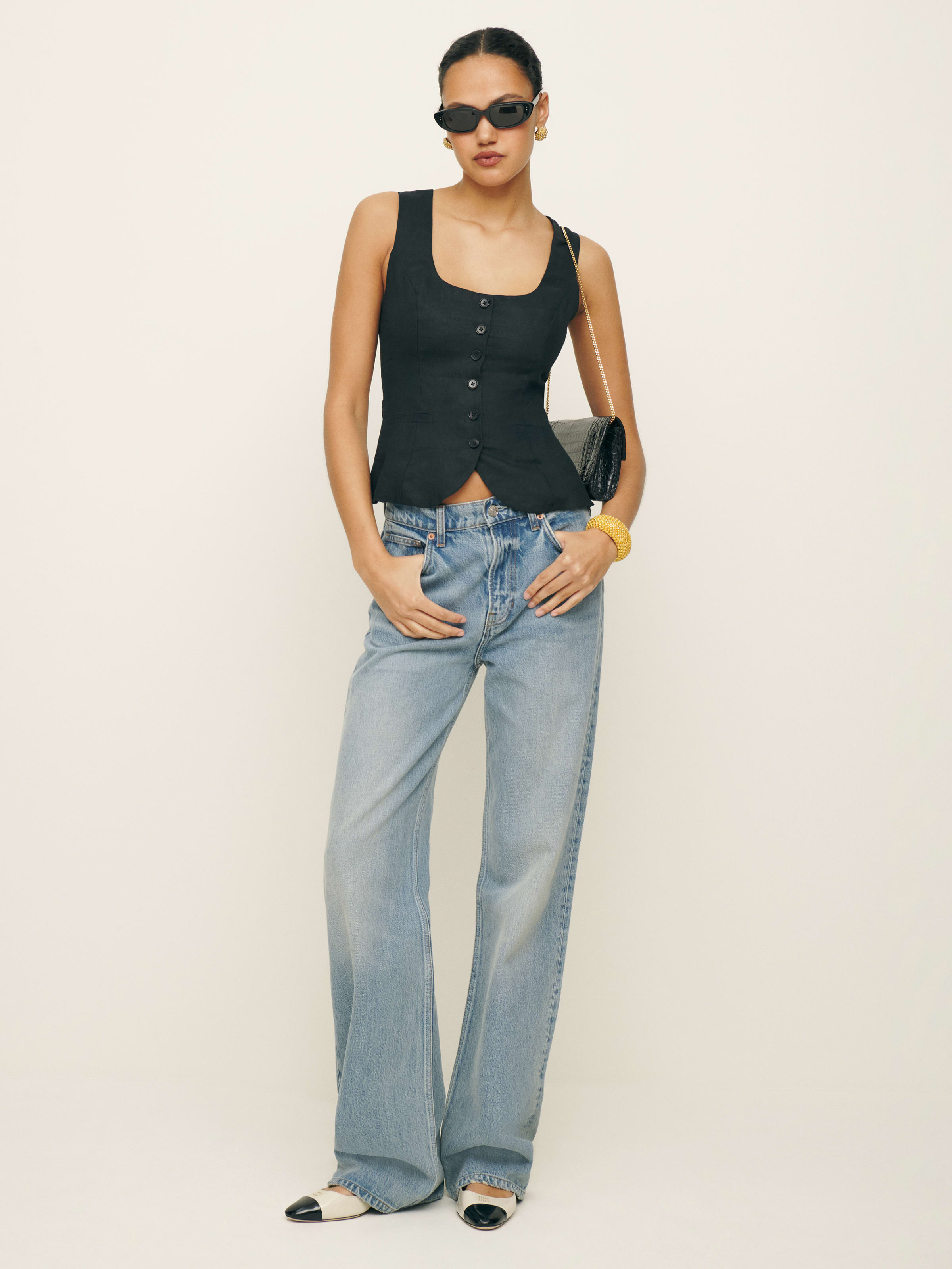 Delanie Linen Top | Reformation (Global)