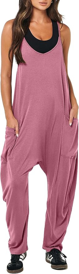 ANRABESS Women's Casual Loose Sleeveless Jumpsuits Adjustbale Spaghetti Strap V Neck Harem Long P... | Amazon (US)