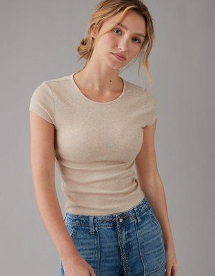 AE Hey Baby Short-Sleeve Ribbed Tee | American Eagle Outfitters (US & CA)