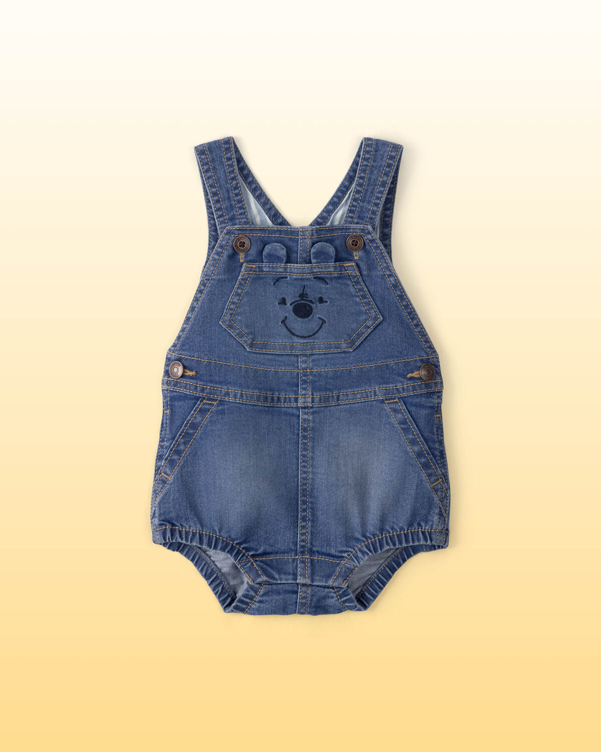 Medium Wash - Baby Disney© Winnie the Pooh Embroidered Stretch Denim Bubble Romper - Medium Wash... | Carter's Inc