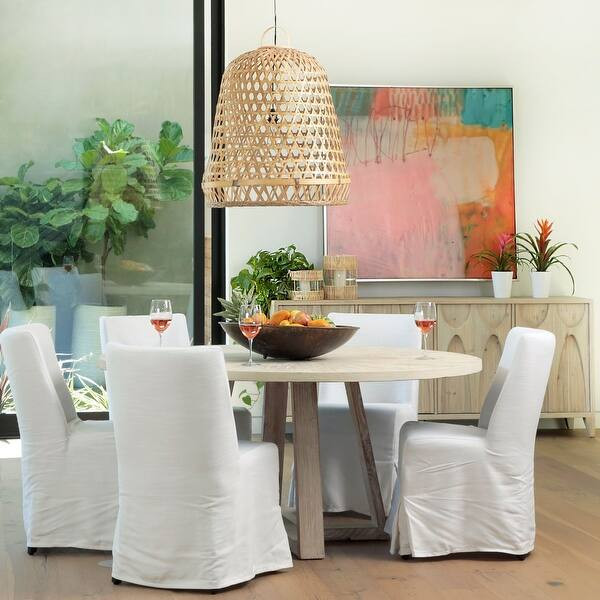 Evan 63-inch Diameter Round Reclaimed Elm Pedestal Dining Table, Light Wash - Bed Bath & Beyond -... | Bed Bath & Beyond