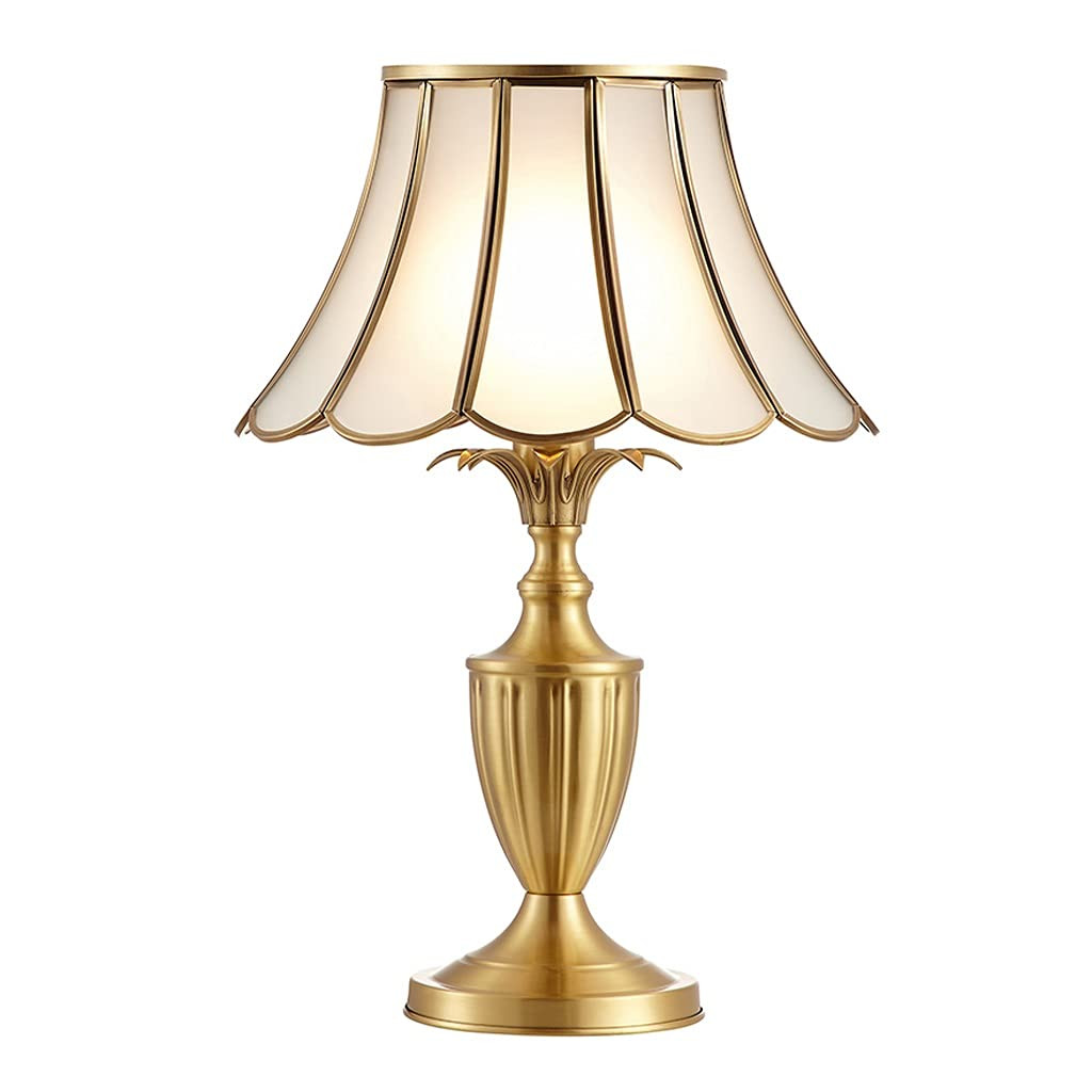 Bedside Table Lamp/Desk Lamp Chinese Antique Copper Table Lamp Bedroom Bedside Warm Light Glass L... | Amazon (US)