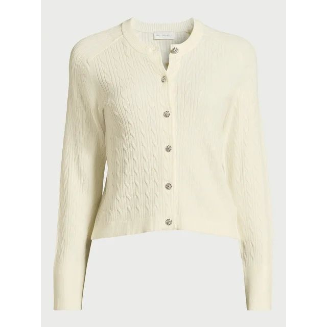 Free Assembly Women’s Cable Knit Cardigan Sweater with Long Sleeves, Lightweight, Sizes XS-XXXL | Walmart (US)