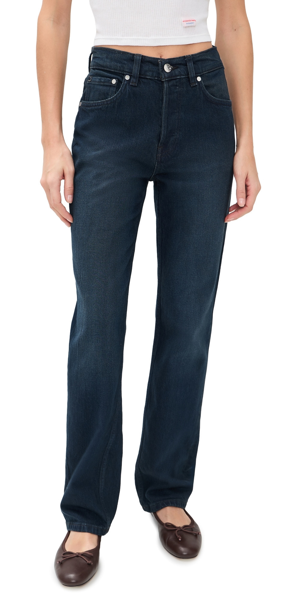 EB Denim High Rise Straight Jeans Midnight Ridge 26 | Shopbop