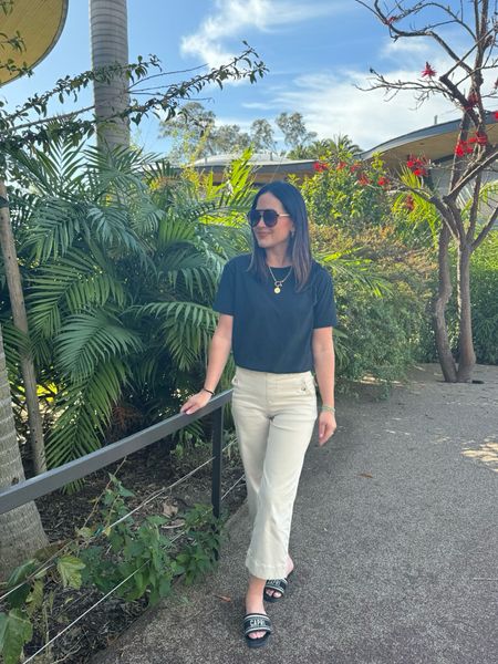 Spring casual look from Spanx- wearing xs in tee and xs petite in pants - use code BESTYLEDCOXSPANX for 10% off plus feee shipping 

#LTKSeasonal #LTKsalealert #LTKover40
