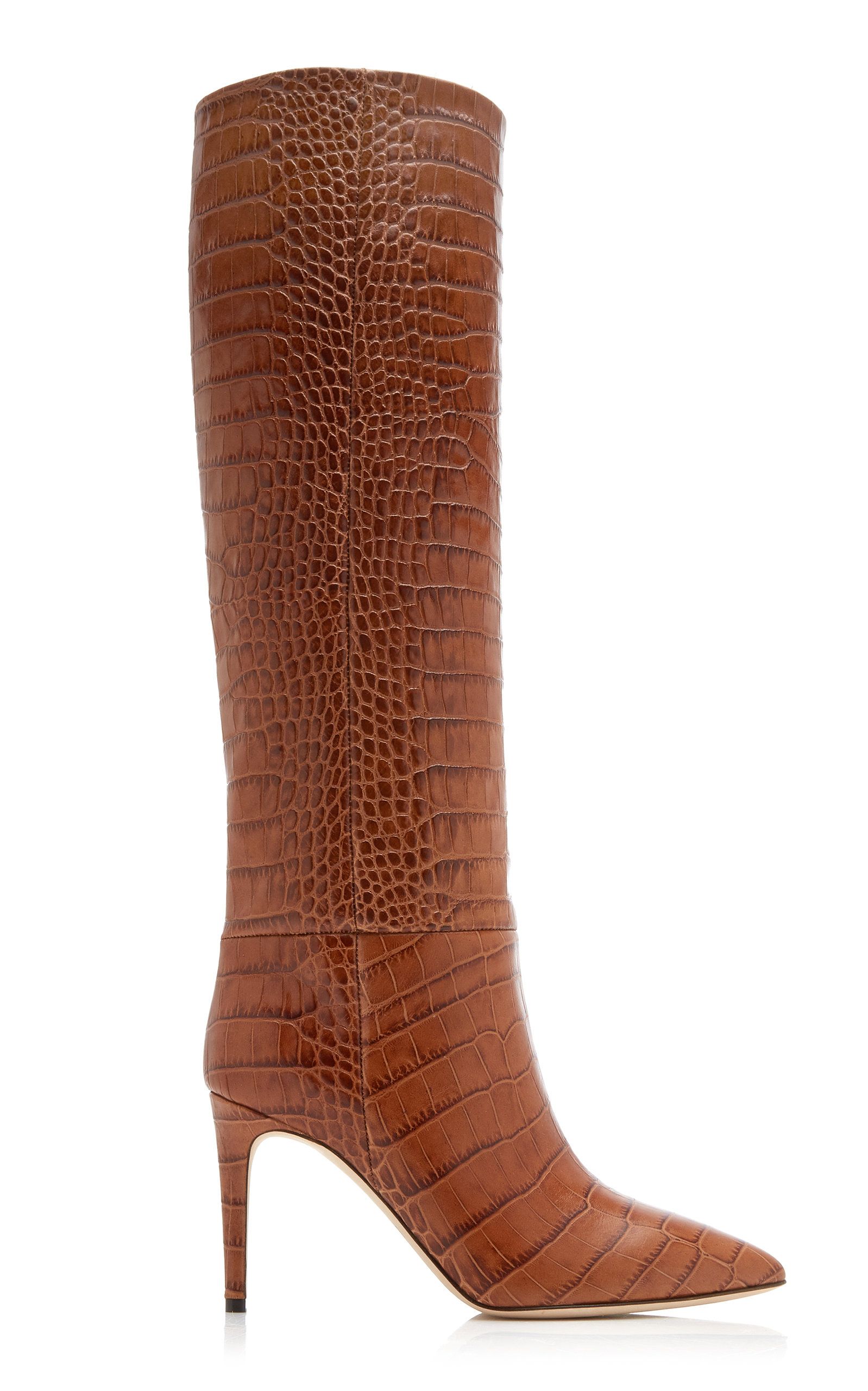 Paris Texas - Women's Croc-Embossed Leather Knee Boots - Brown - Moda Operandi | Moda Operandi (Global)
