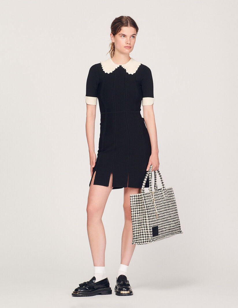 Short dress with shirt collar | Sandro-Paris US