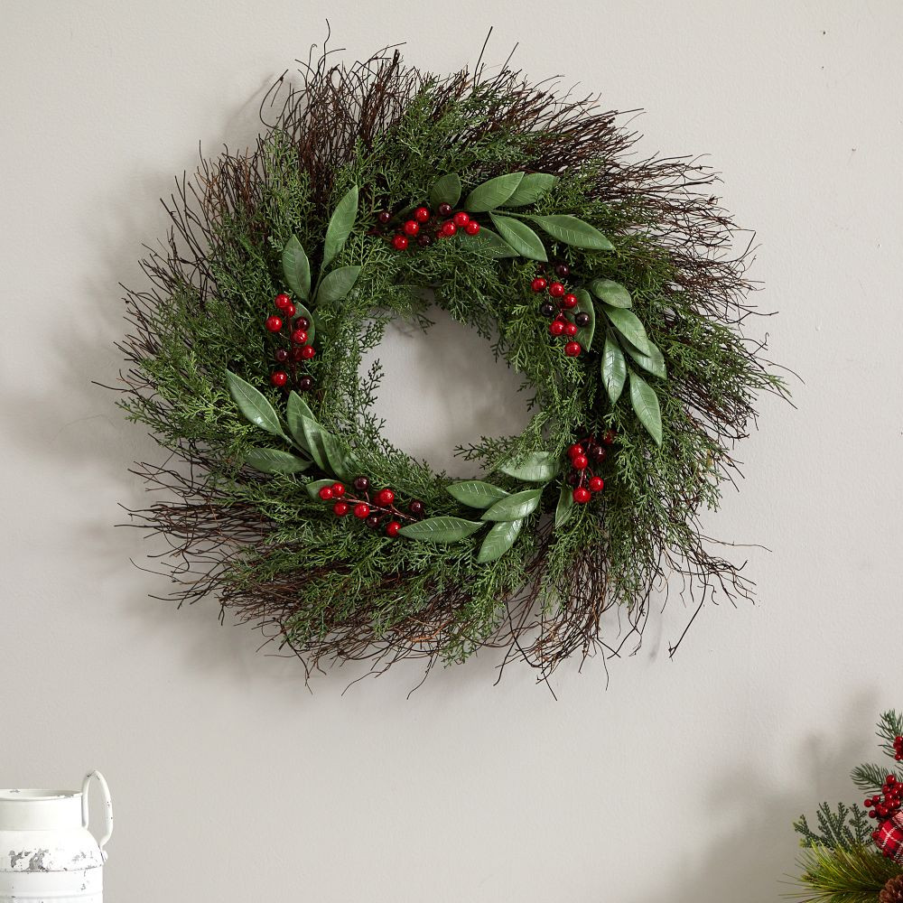 Faux Cedar & Ruscus w/ Berries Wreath | West Elm (US)