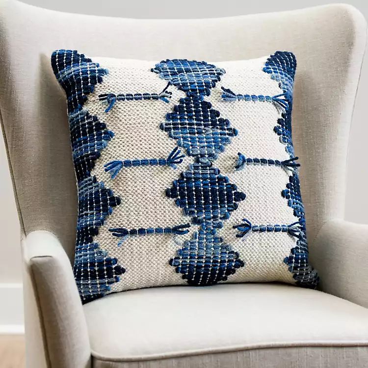 Navy and Ivory Handwoven Pillow | Kirkland's Home