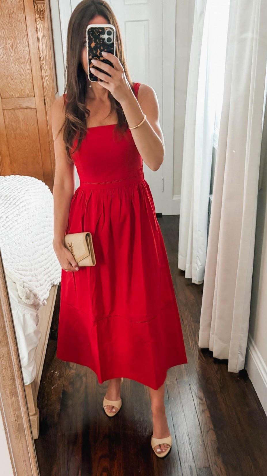 Red dress from Target!  This a beautiful, well fitting, reformation dupe.   This would be great as a wedding guest outfit or wear with flats for a vineyard trip.  Wedding Guest Dress Summer

#LTKWedding #LTKSeasonal