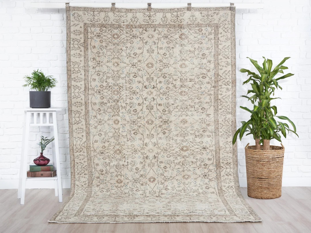 5x9 Vintage Rug, Beige Turkish Area Rug, Ivory Rug, Neutral Rug, Living Room Rug, Boho Rug, Antiq... | Etsy (US)