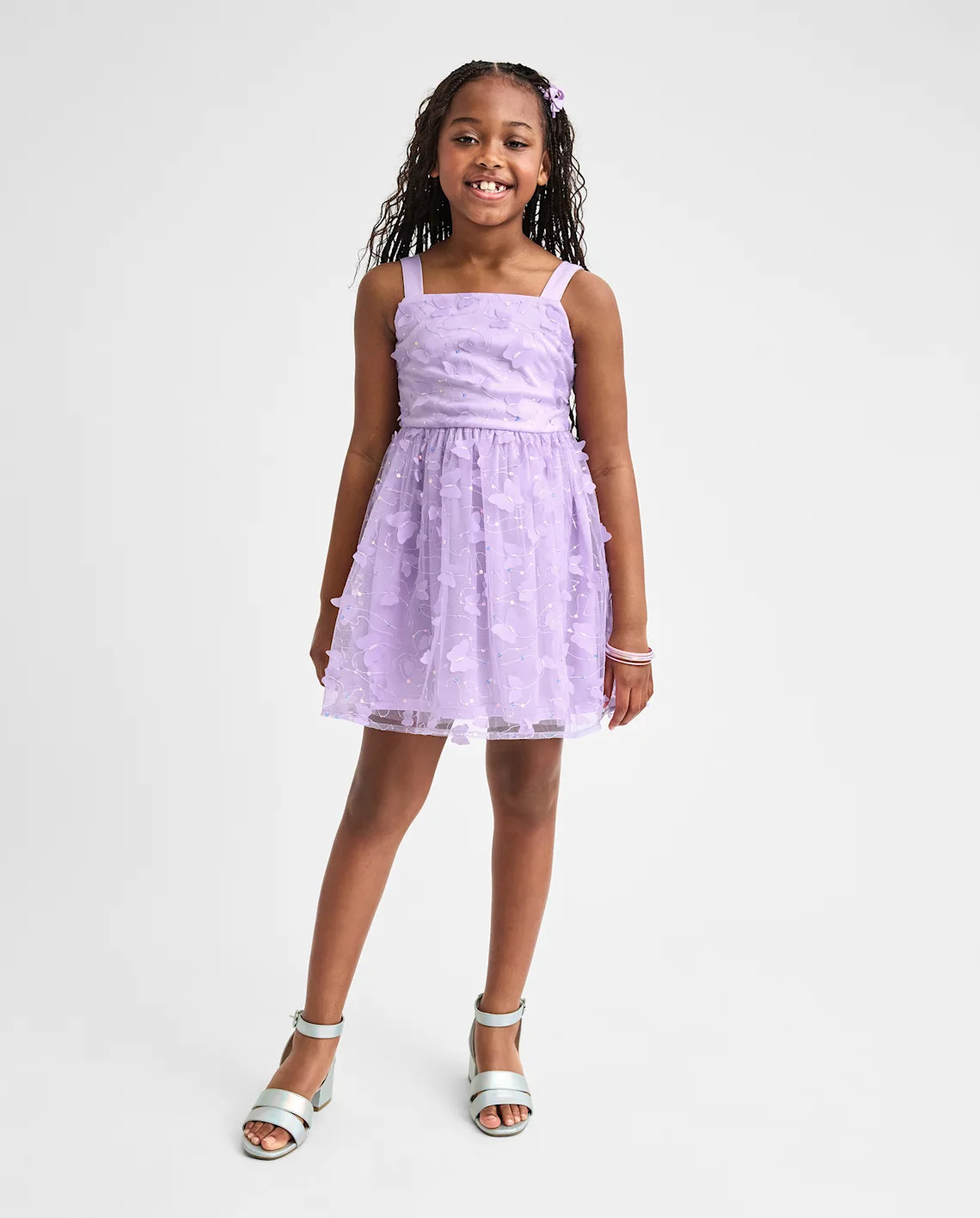 Girls 3D Butterfly Mesh Fit And Flare Dress - purple | The Children's Place