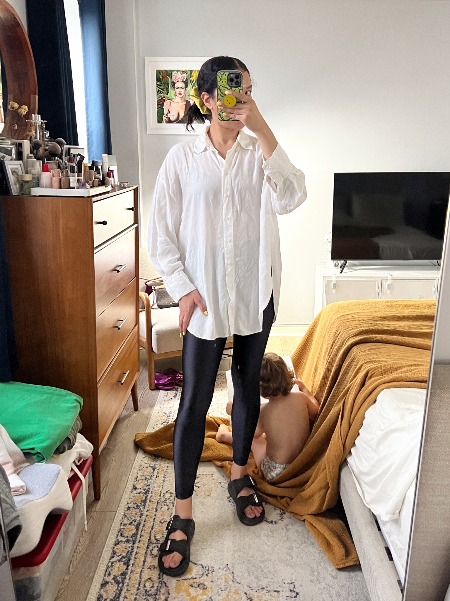 Fall weather in NYC means anything goes ☀️☔️💨.  Today I’m opting for something airy and showing some toes since it’s warm but breezy. #easymomoutfit

I found my American Apparel leggings (remember those days 😂) and dressed them up my Alexander McQueen slides. 

I love Birkenstocks but wanted somethings little more elevated to help me feel more put together. I absolutely love the chunkiness of these slides and how they go with nearly everything. They have a good weight and are comfy enough for errands in the city. They are true to size (TTS), wide enough for my bunion 😂, and come in white too. 

#LTKstyletip #LTKshoecrush