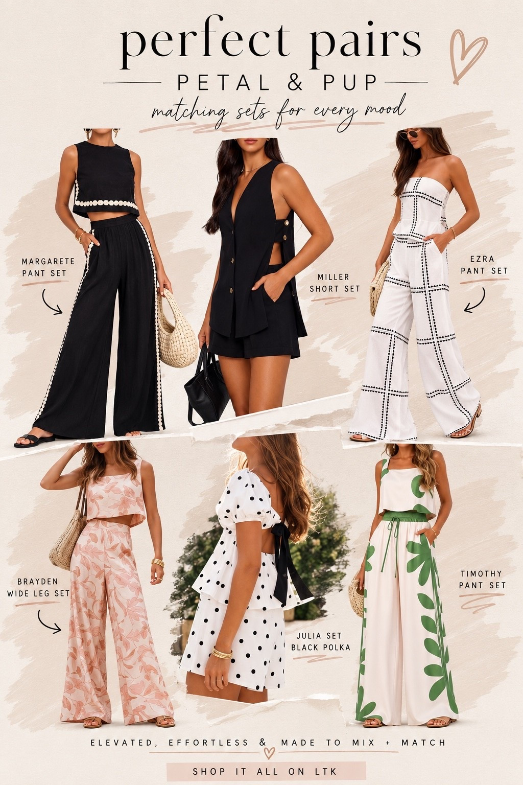 ✨ Perfect Pairs, Perfect Summer ✨

Matching sets are having a major moment, and Petal & Pup absolutely delivered. From timeless black-and-white classics to feminine florals and vacation-ready prints, these effortless sets make getting dressed so easy.

Whether you’re headed on vacation, brunch with the girls, date night, or just want an outfit that looks instantly put together, these are the pieces you’ll wear on repeat.

Which one are you adding to your cart first? 🤍

✨ Shop all of my Petal & Pup favorites now in my LTK!

#PetalAndPup #MatchingSets #SummerStyle #VacationOutfits #ResortWear #LTKFashion #LTKStyle #FashionFinds #StyleInspo #OutfitInspiration #EffortlessStyle #WideLegPants #SummerWardrobe #NeutralStyle #BrunchOutfit #DateNightStyle #VacationReady #CapsuleWardrobe #FashionBlogger #CuratedFerns

#LTKootd #LTKmomlife #LTKOver40