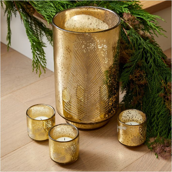 Etched Mercury Glass Hurricane | West Elm (US)