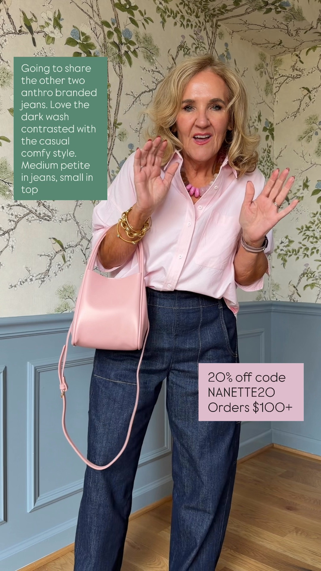 20% off code with orders over $100 at Anthropologie NANETE20
Blouse size small
Jeans size medium petite I did try the small petite and just felt like these jeans were meant to be loose like this

#LTKSaleAlert #LTKOver40 #LTKootd