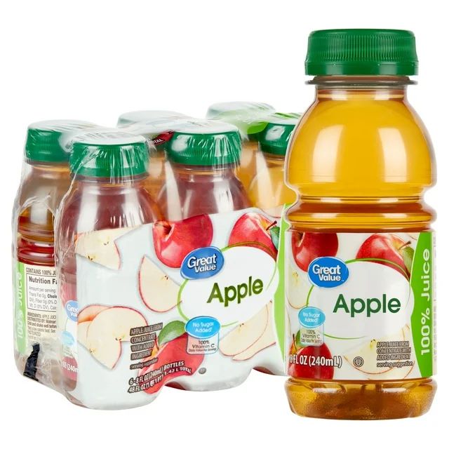 Great Value Apple Juice, 8 Fl. Oz., 6 Count - Walmart.com | Walmart (US)