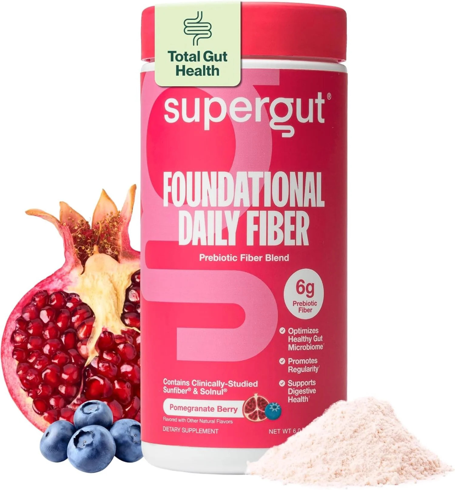 Foundational Daily Fiber Pomegranate Berry Canister, 6oz, 18 Servings | Walmart (US)