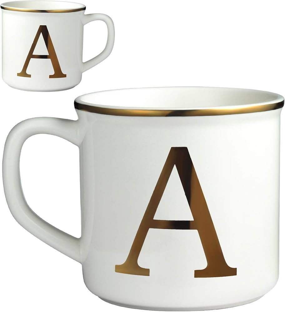 Miicol Gold Initials 16 oz Large Monogram Ceramic Coffee Mug Tea Cup for Office and Home Use, Cut... | Amazon (US)