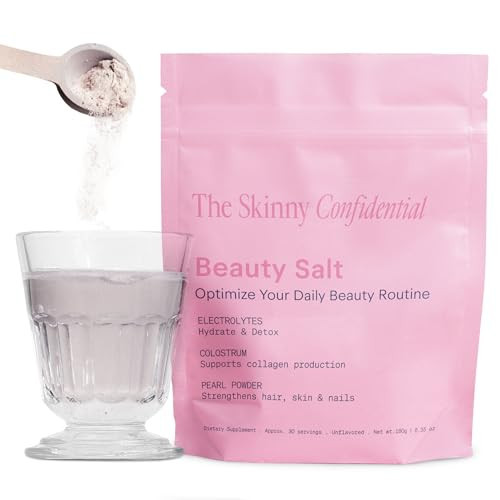 The Skinny Confidential Beauty Salt- Hydration Powder Contain Grass-Fed Colostrum, Electrolytes & Pearl Powder - Supports Immunity & Digestive Health, Glowing Skin & Radiant Hair - Gluten Free | Amazon (US)