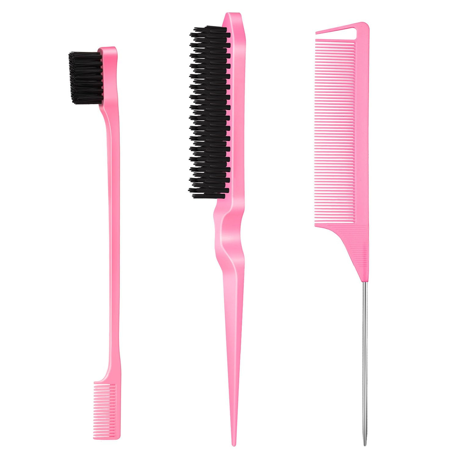 3 Pcs Slick Back Hair Brush, Rat Tail Comb, Edge | Bristle Brush, Hair Accessories for Girls, Kid... | Amazon (US)