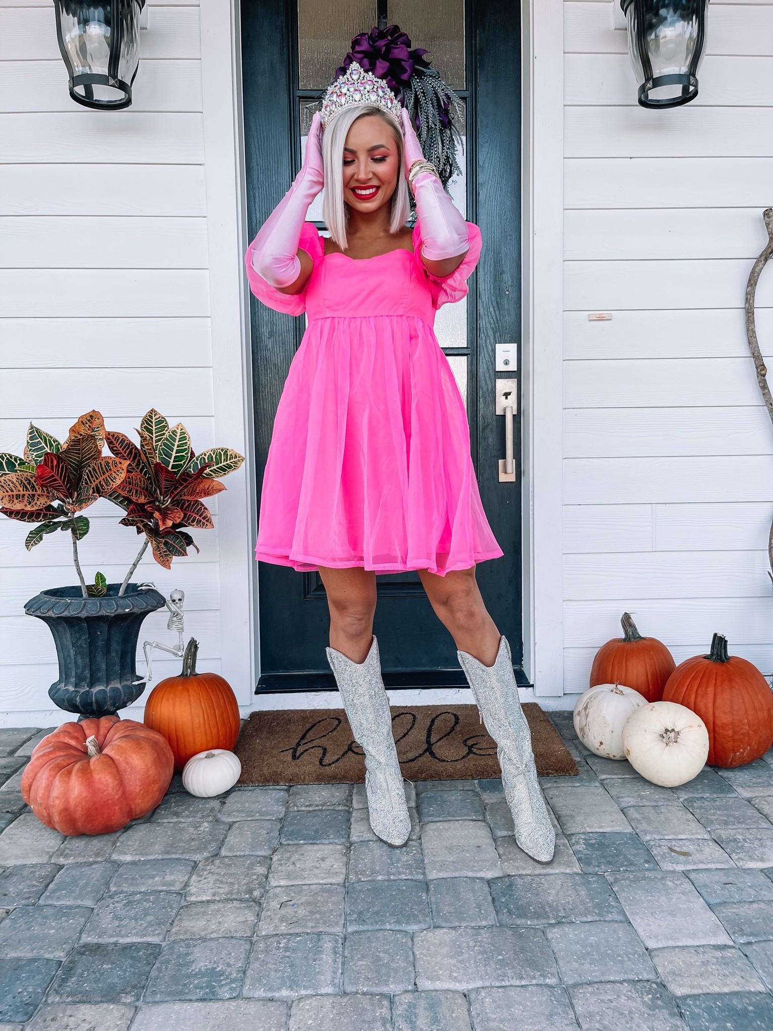 Princess peach Halloween costume! Wearing a medium in the dress. The gloves and crown are amazon. My rhinestone cowgirl Boots are true to size #costumeidea #princesspeach 

#LTKSeasonal #LTKunder100 #LTKHalloween