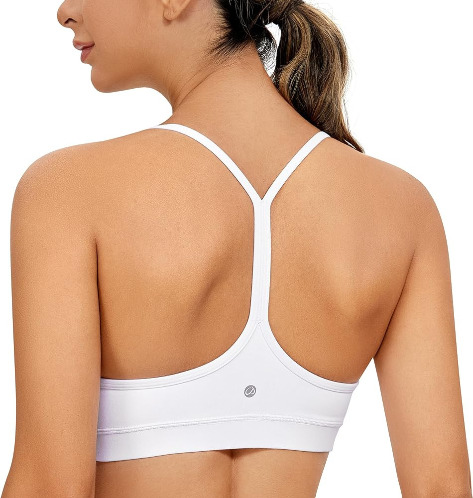 CRZ YOGA Butterluxe Womens Y Back Sports Bra - Padded Racerback Low Impact Spaghetti Thin Strap W... | Amazon (US)