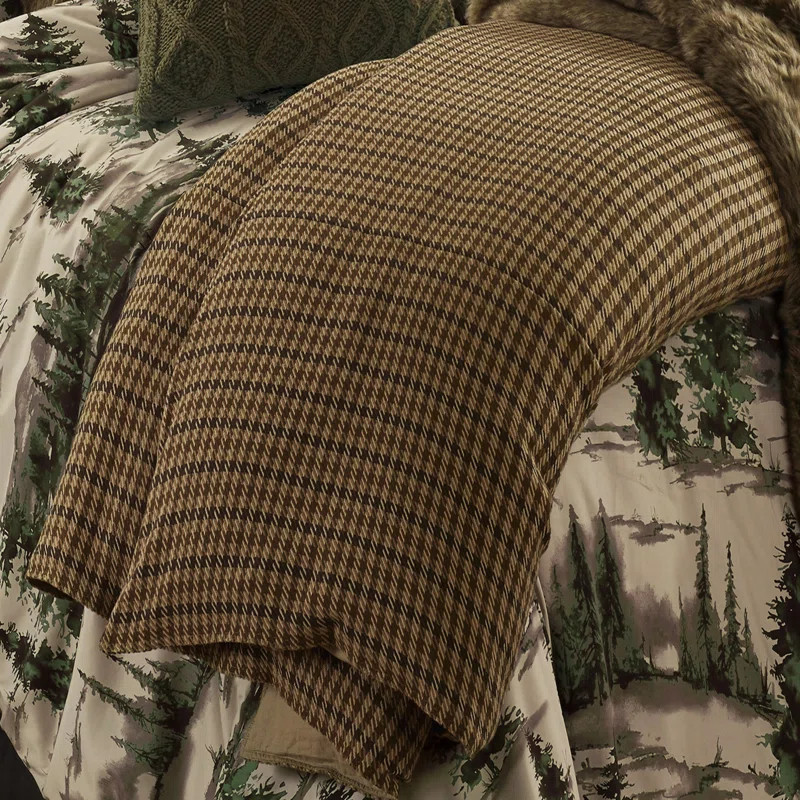Clifton Brown Tweed Houndstooth Rustic Cabin Lodge Updated Classic Duvet Cover Set | Wayfair North America
