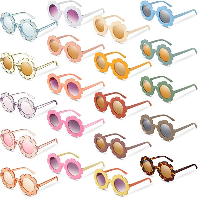 20 Pieces Round Flower Sunglasses Girls Flower Shaped Sunglasses Cute Outdoor Beach Eyewear for K... | Amazon (US)