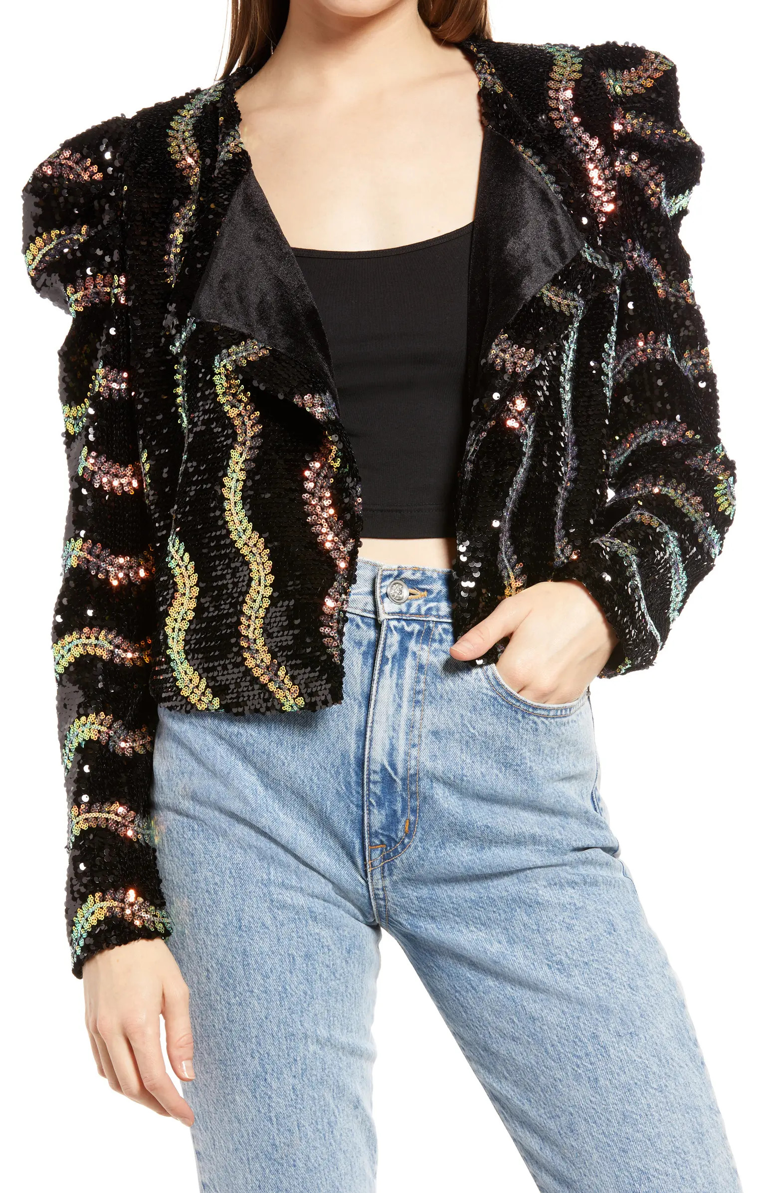 Puff Sleeve Sequin Blazer | Nordstrom