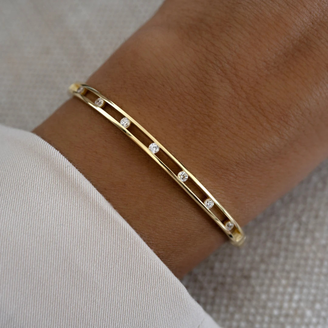 Bangle Bracelet by Sami Jewels, Minimalist Bracelet, Dainty Bracelet, Solid Bangle Bracelet, Vint... | Etsy (US)